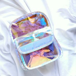 Holographic Iridescent Clear PVC Mini Back Pack